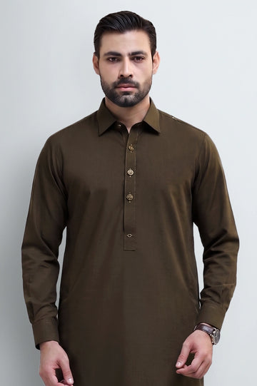 Brown Wash & Wear Shalwar Kameez