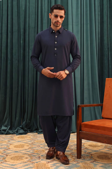Navy Blue Wash & Wear Shalwar Kameez