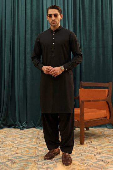 Black Wash & Wear Shalwar Kameez