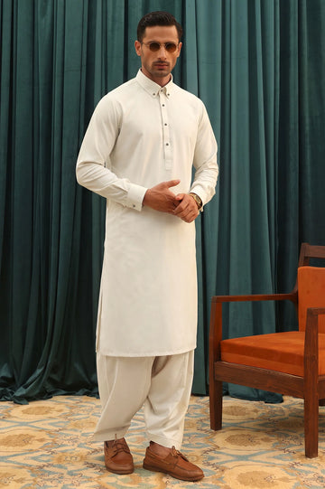 Cream Wash & Wear Shalwar Kameez