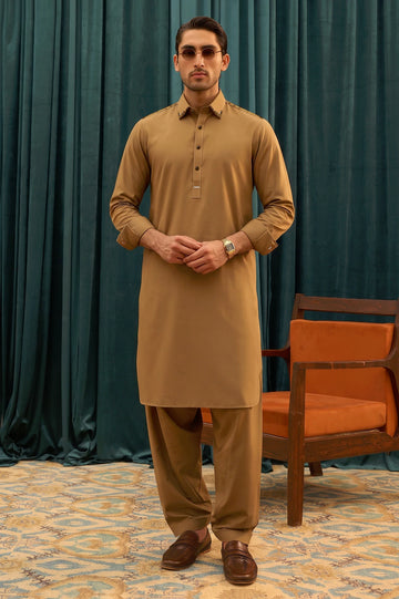Coffee Brown Wash & Wear Shalwar Kameez