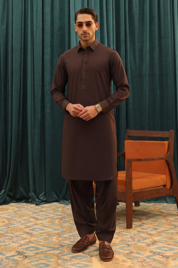 Coffee Wash & Wear Shalwar Kameez