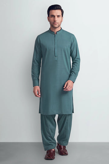 Bottle Green Wash & Wear Shalwar Kameez
