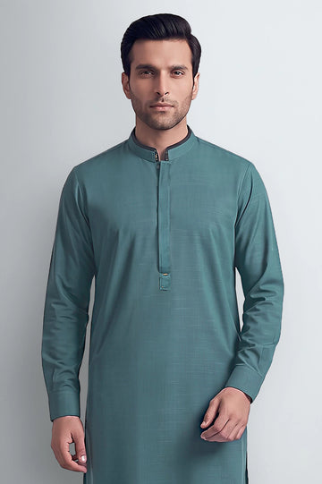 Bottle Green Wash & Wear Shalwar Kameez