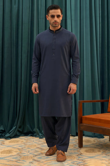 Dark Blue Wash & Wear Shalwar Kameez