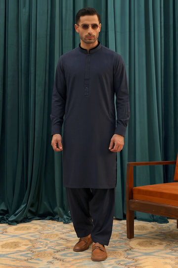 Navy Blue Wash & Wear Shalwar Kameez