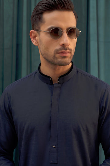 Navy Blue Wash & Wear Shalwar Kameez