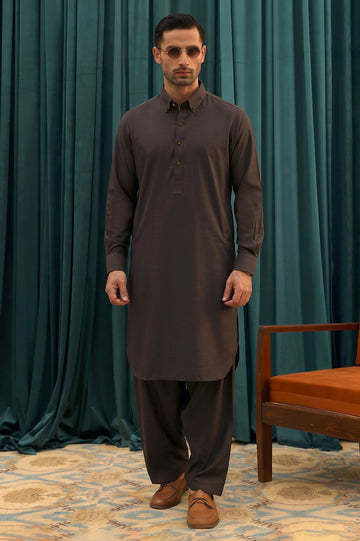 Dark Brown Wash & Wear Shalwar Kameez