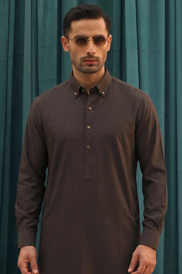 Dark Brown Wash & Wear Shalwar Kameez