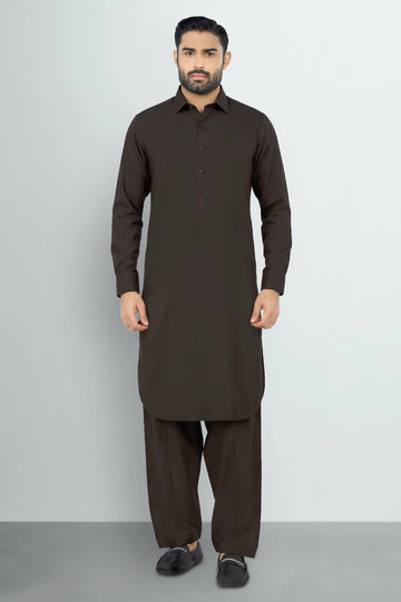 Dark Brown Wash & Wear Shalwar Kameez