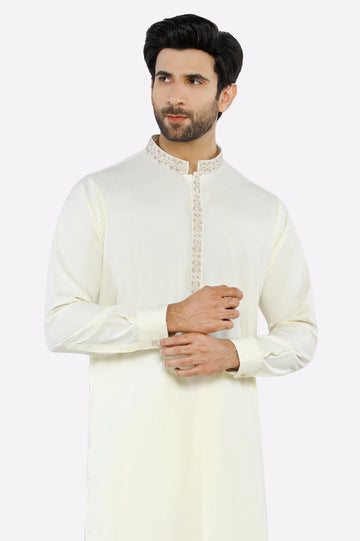 Cream Wash & Wear Shalwar Kameez