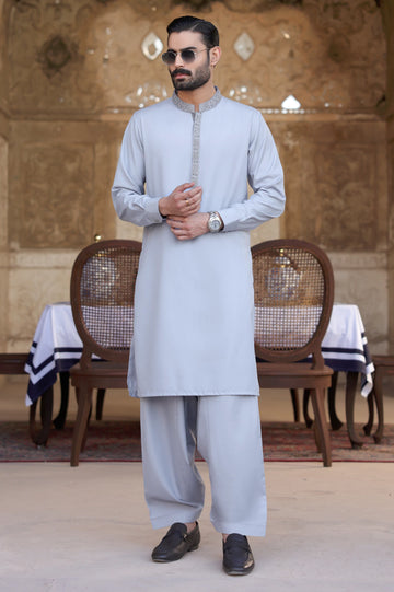 Light Grey Wash & Wear Shalwar Kameez