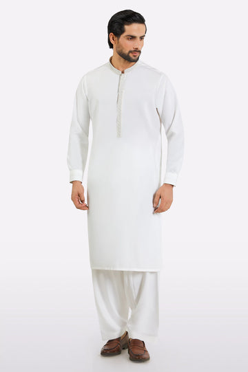 Off White Wash & Wear Shalwar Kameez