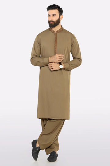 Brown Wash & Wear Shalwar Kameez
