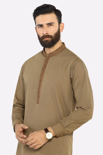 Brown Wash & Wear Shalwar Kameez