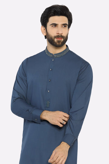 Navy Blue Wash & Wear Shalwar Kameez