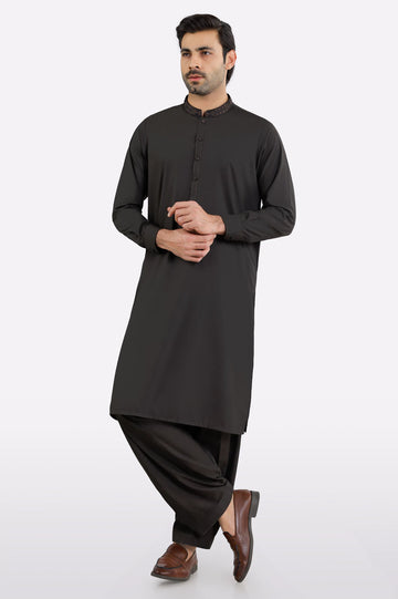 Dark Brown Wash & Wear Shalwar Kameez