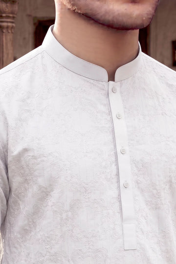 White Schiffli Kurta Pajama