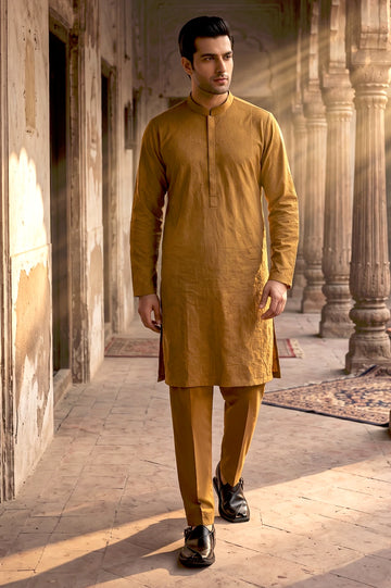 Medium Brown Schiffli Kurta Pajama