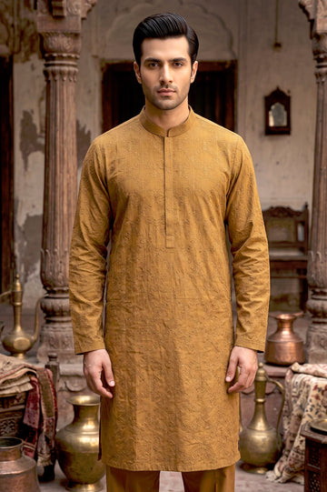 Medium Brown Schiffli Kurta Pajama