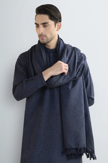 Dark Blue Shalwar Kameez with Shawl