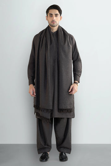 Dark Brown Shalwar Kameez with Shawl