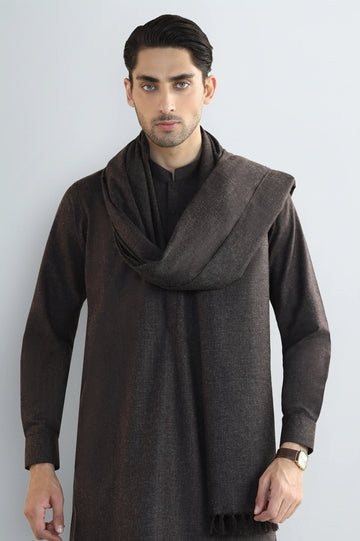 Dark Brown Shalwar Kameez with Shawl