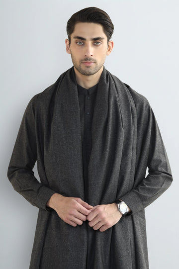 Dark Grey Shalwar Kameez with Shawl