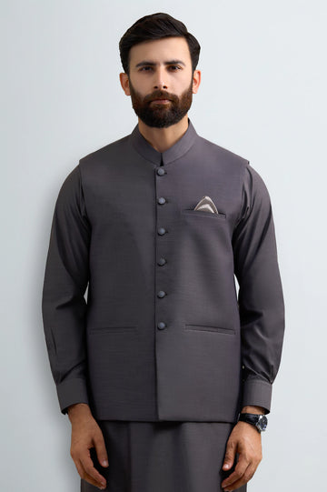 Dark Brown Shalwar Kameez with Waistcoat