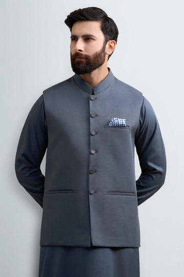 Blue Shalwar Kameez with Waistcoat