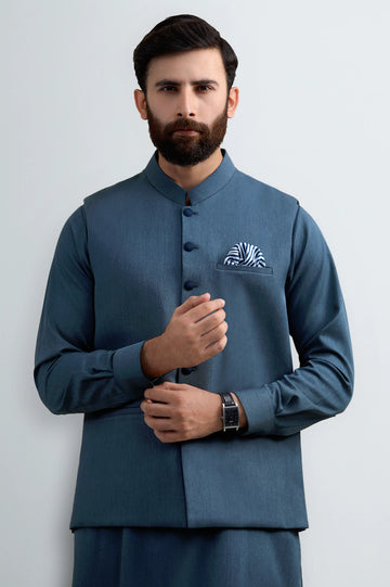 Green Shalwar Kameez with Waistcoat