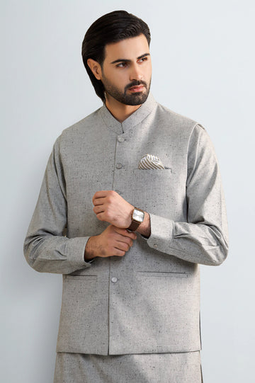 Grey Shalwar Kameez with Waistcoat
