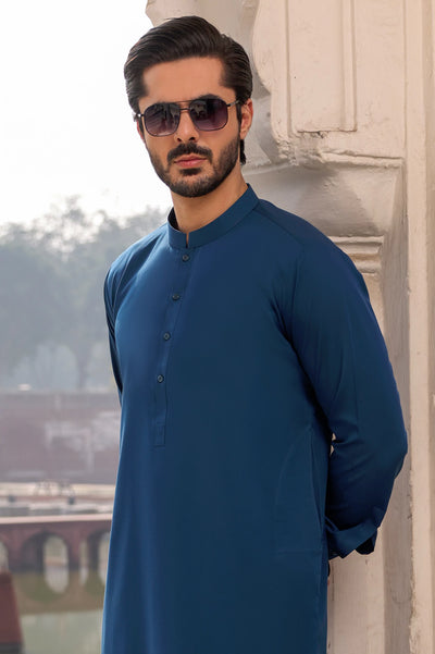 Mens Dark Blue Shalwar Kameez Waistcoat