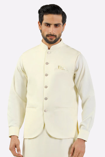 Cream Shalwar Kameez with Waistcoat