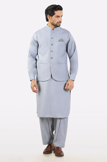 Grey Shalwar Kameez with Waistcoat