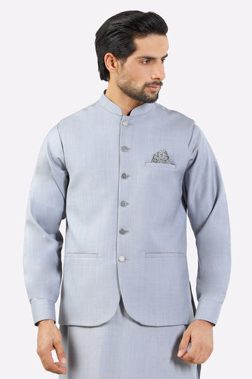 Grey Shalwar Kameez with Waistcoat