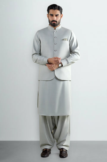 Light Green Shalwar Kameez with Waistcoat
