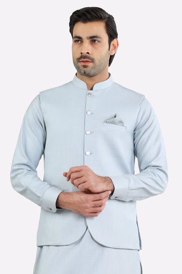 Blue Shalwar Kameez with Waistcoat