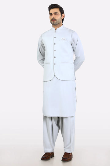 Light Grey Shalwar Kameez with Waistcoat