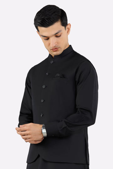 Black Shalwar Kameez with Waistcoat