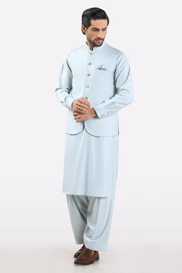 Light Grey Shalwar Kameez with Waistcoat