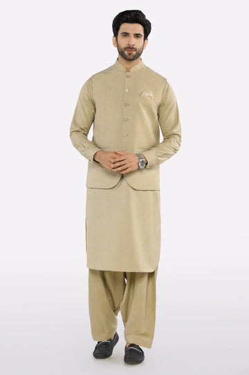 Green Shalwar Kameez with Waistcoat