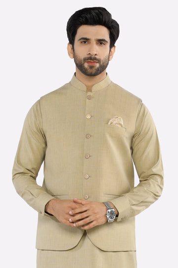 Green Shalwar Kameez with Waistcoat