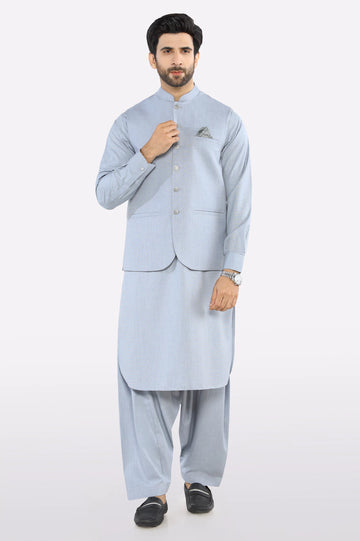 Grey Shalwar Kameez with Waistcoat