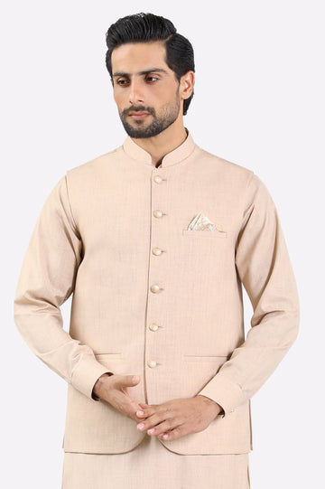 Light Brown Shalwar Kameez with Waistcoat