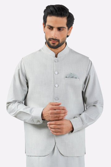 Light Grey Shalwar Kameez with Waistcoat