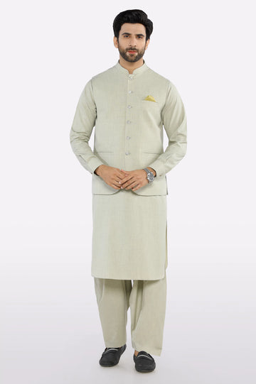 Light Green Shalwar Kameez with Waistcoat