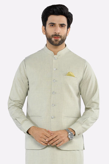 Light Green Shalwar Kameez with Waistcoat