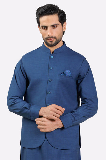 Dark Blue Shalwar Kameez with Waistcoat