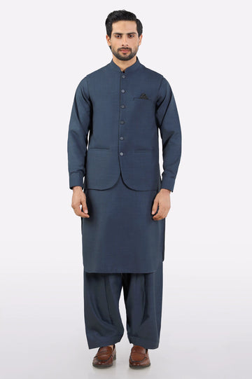 Grey Shalwar Kameez with Waistcoat